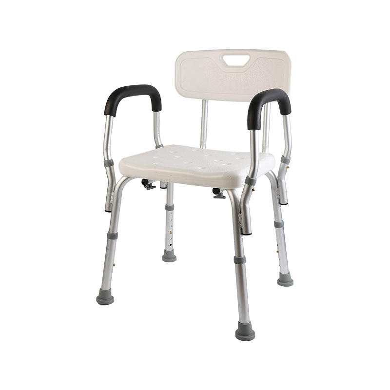 Silla de taburete de ducha antideslizante para ancianos discapacitados de aleación de aluminio con brazos y respaldo